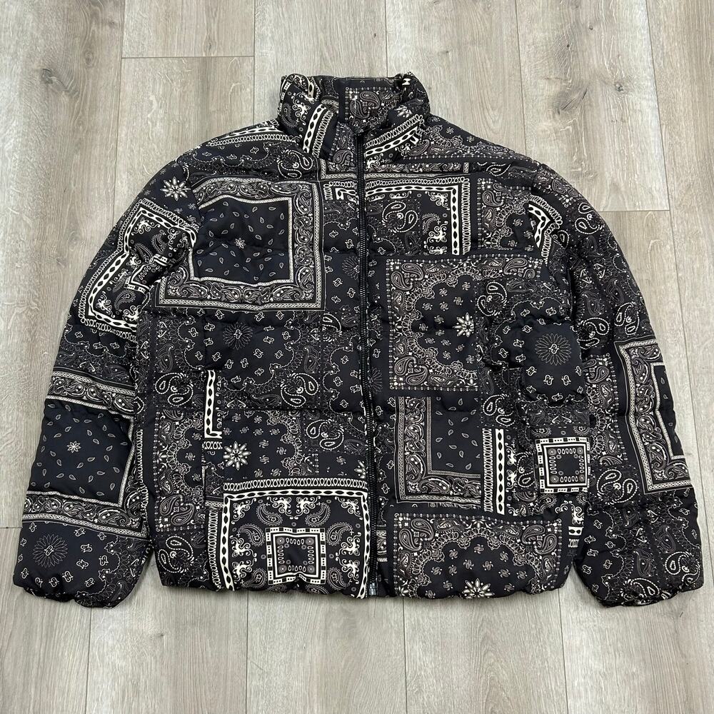 maison article puffer jacket bandana black white size Large L B2